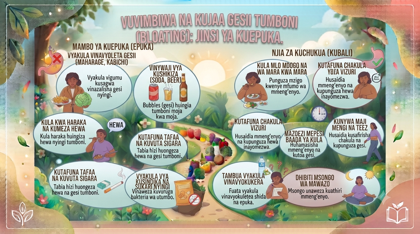 Vuvimbiwa na kujaa gesi tumboni (Bloating): Jinsi ya kuepuka.