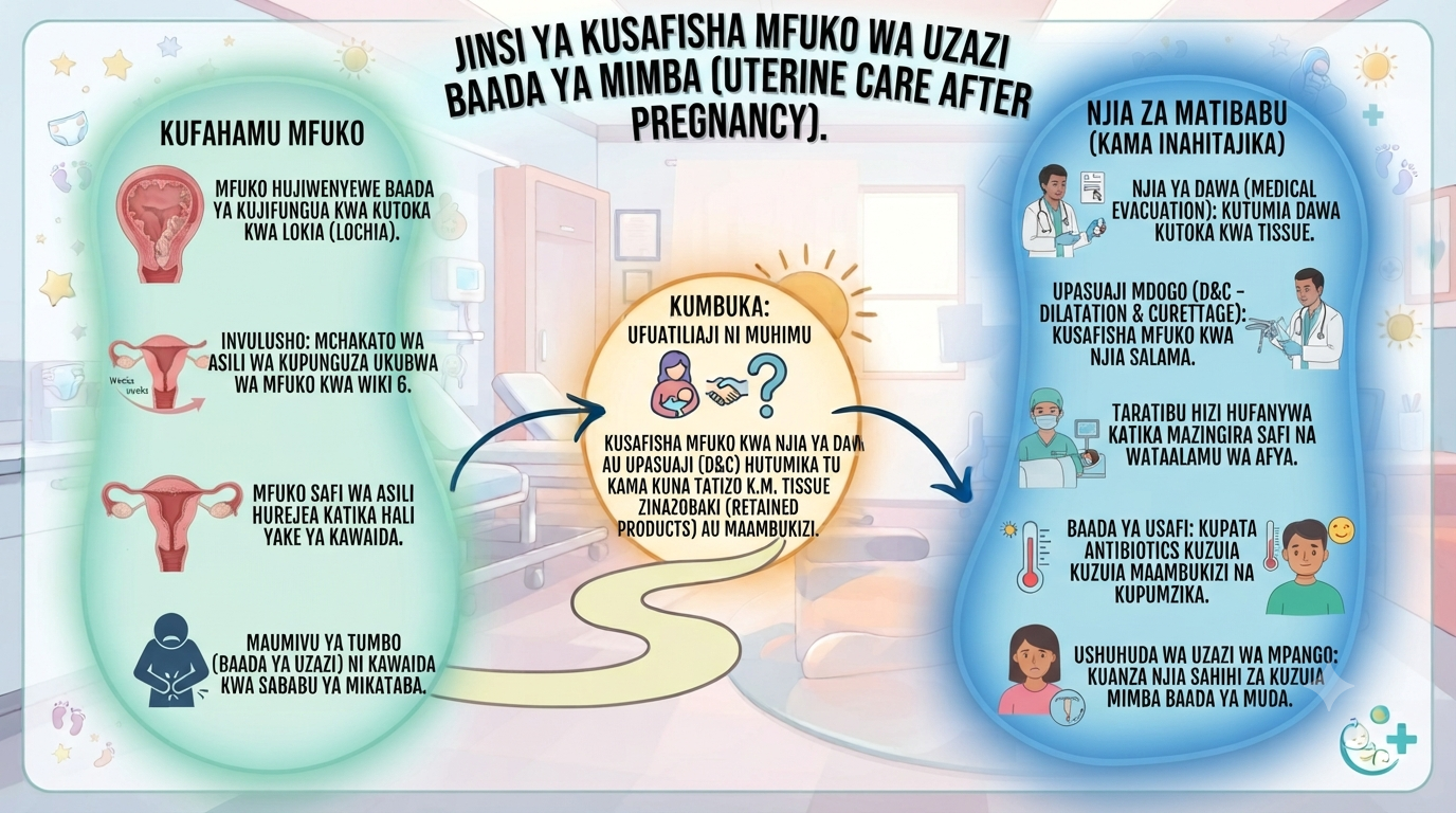 Jinsi ya kusafisha mfuko wa uzazi baada ya mimba kuharibika.