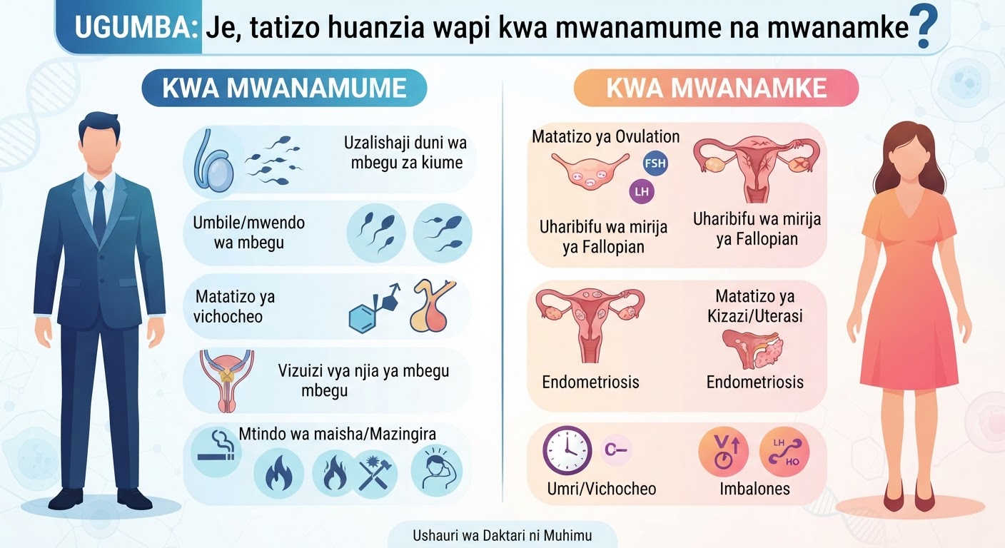 Ugumba (Infertility): Je, tatizo huanzia wapi kwa mwanamume na mwanamke?