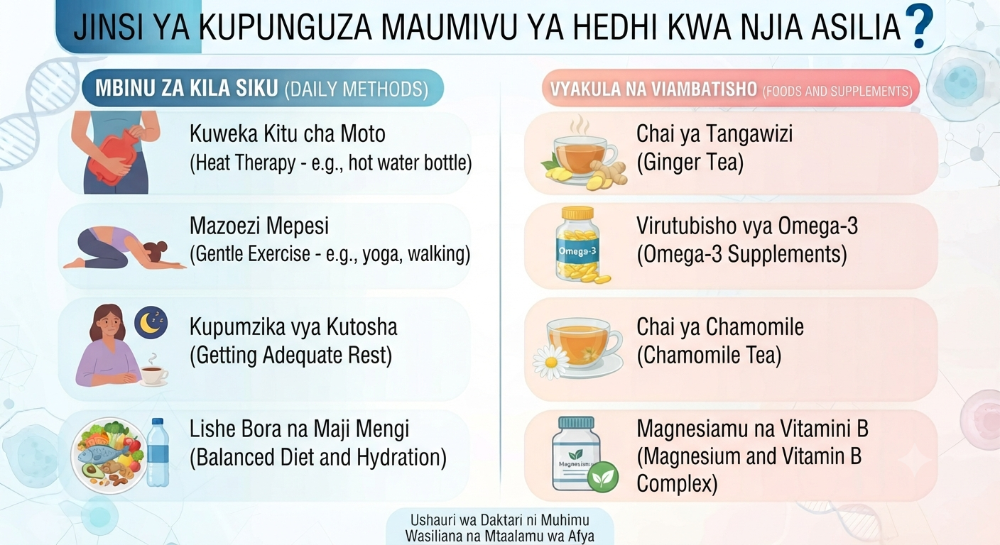 Jinsi ya kupunguza maumivu ya hedhi kwa njia asilia.