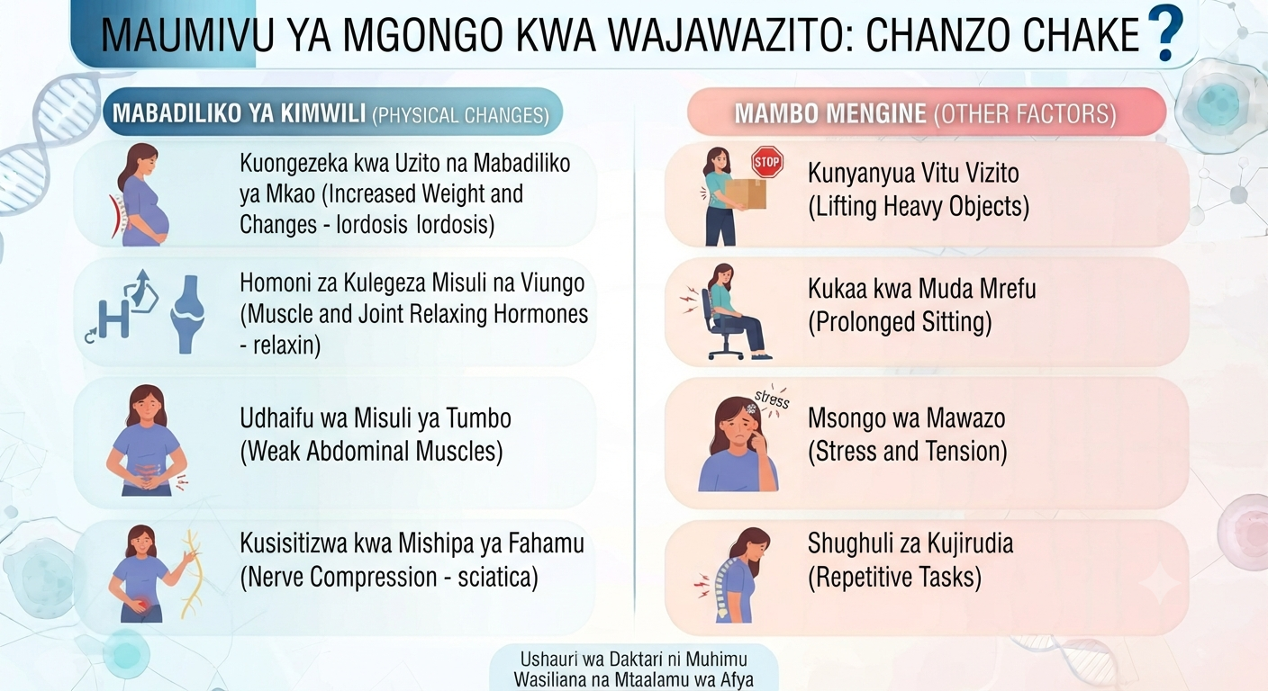 Maumivu ya mgongo kwa wajawazito: Chanzo chake.