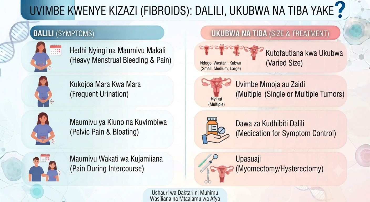 Uvimbe kwenye kizazi (Fibroids): Dalili, ukubwa na tiba yake.