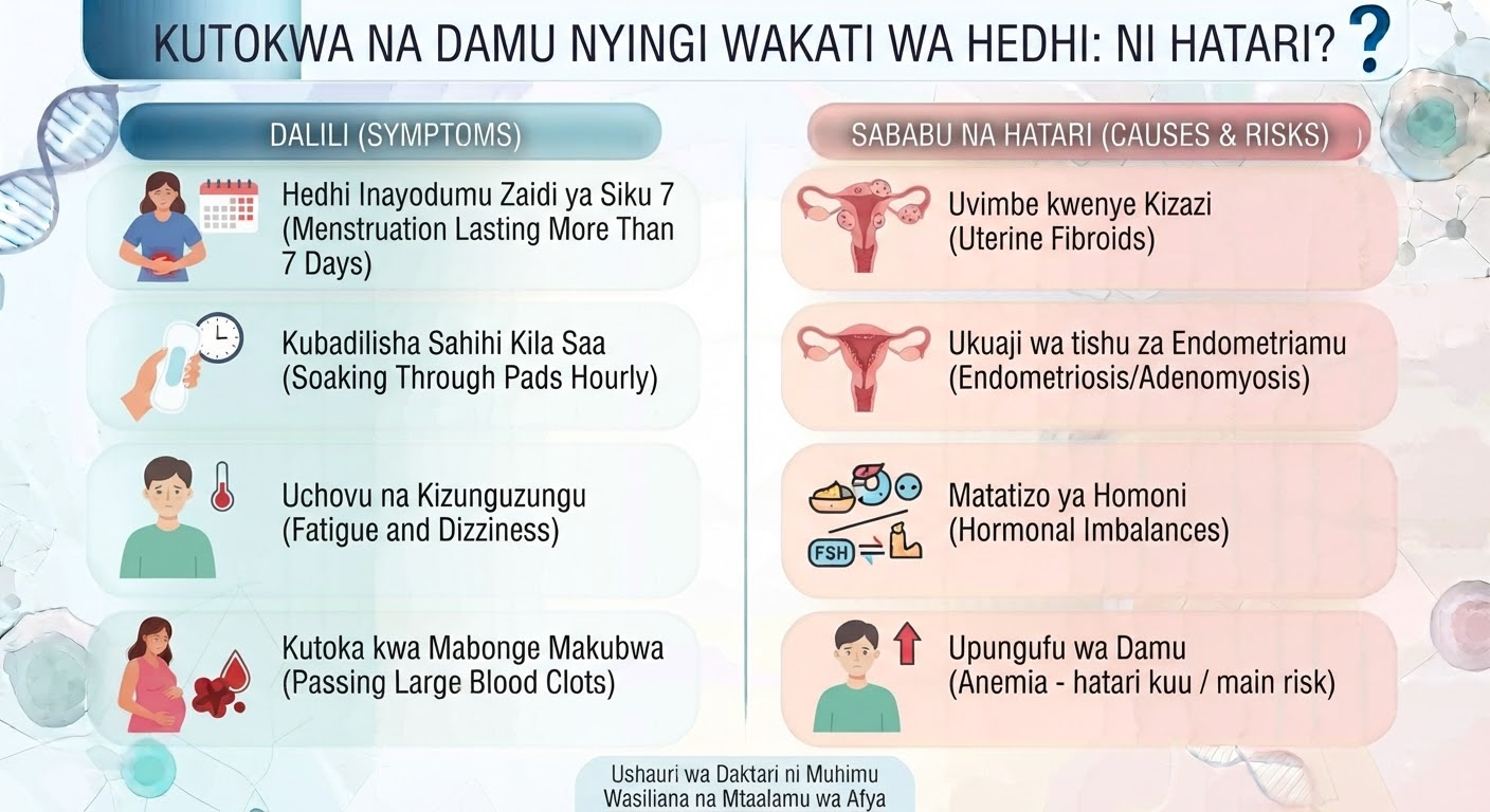 Kutokwa na damu nyingi wakati wa hedhi: Ni hatari?