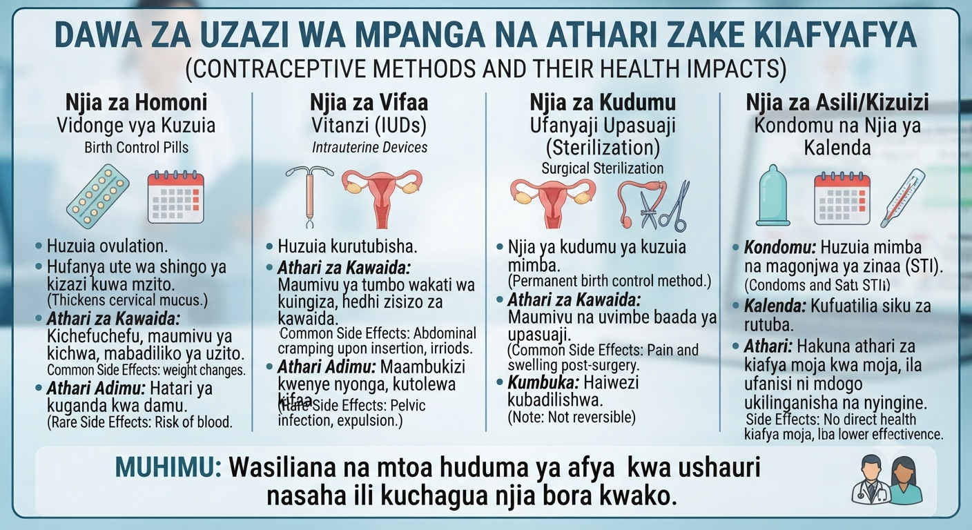 Dawa za uzazi wa mpazi na athari zake kiafya.