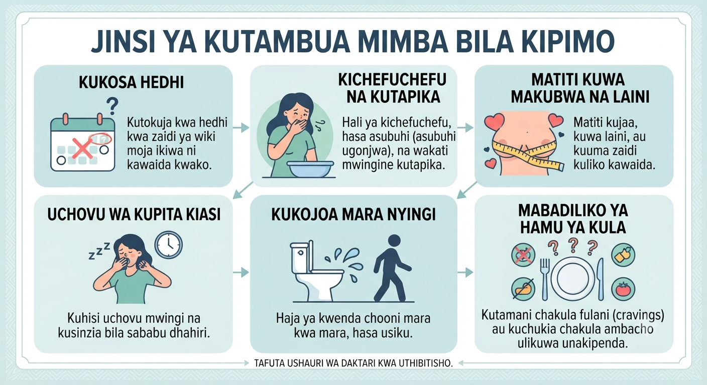 Jinsi ya Kutambua Mimba Bila Kipimo
