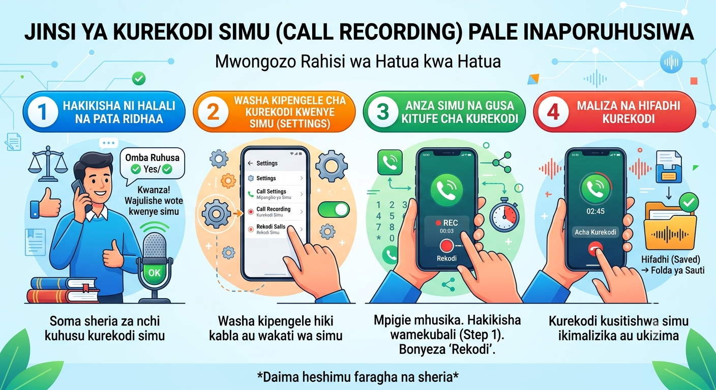 Jinsi ya Kurekodi Simu (Call Recording) Pale Inaporuhusiwa